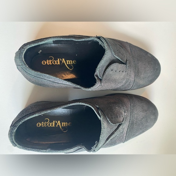 Otto d’Ame Size 38 Metallic Sueded Slip On Laceless Oxford Shoes - Picture 7 of 8